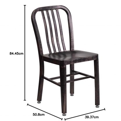 Gael Slat Back Commercial Chair Black Gold - Set of 2 - Modern Galvanised steel - Image 2