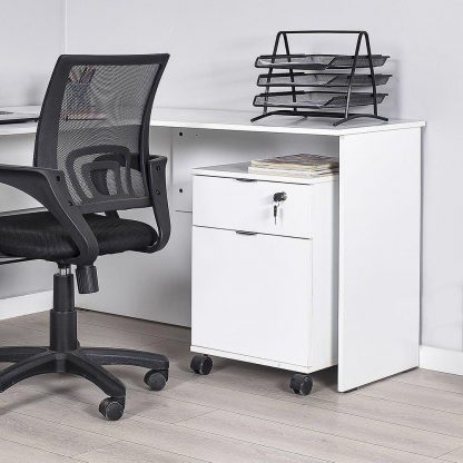 Adore Rio Matt White Mobile Office Storage Cart With Lockable Drawer - Image 2