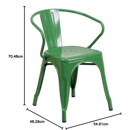 Roy Vintage Style Dining Chair Green - Set of 4 - Modern Galvanised steel - Image 2