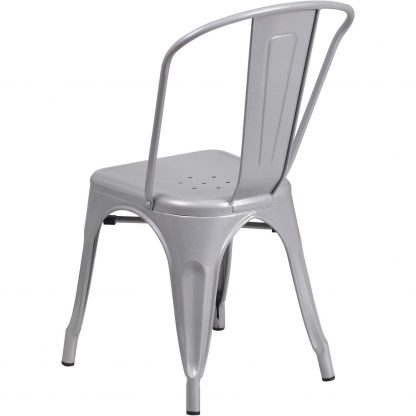 Luke Industrial Style Dining Chair Silver - Set of 4 - Modern Galvanised steel - Image 4