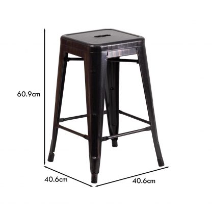 Lily 24" Industrial Style Bar Stool Black Gold - Set of 4 - Modern Metal Counter Height - Image 2