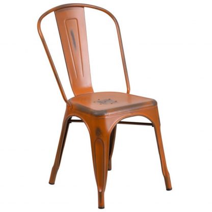 Blake 24" Industrial Style Bar Stool Chair Distressed Orange - Set of 4 - Modern Metal Counter Height - Image 7