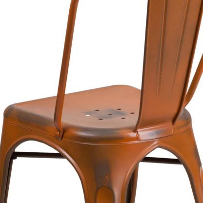 Blake 24" Industrial Style Bar Stool Chair Distressed Orange - Set of 4 - Modern Metal Counter Height - Image 5