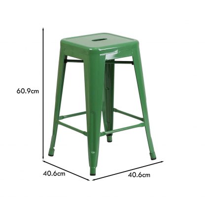 Lily 24" Industrial Style Bar Stool Green - Set of 4 - Modern Metal Counter Height - Image 2