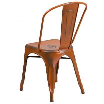 Blake 24" Industrial Style Bar Stool Chair Distressed Orange - Set of 4 - Modern Metal Counter Height - Image 3
