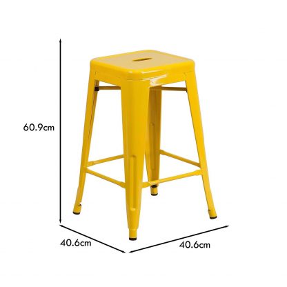 Lily 24" Industrial Style Bar Stool Yellow - Set of 4 - Modern Metal Counter Height - Image 2