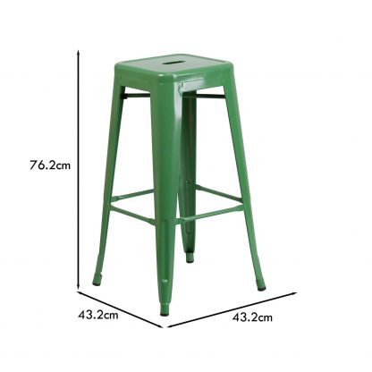 Lily 30" Industrial Style Bar Stool Green - Set of 4 - Modern Metal Bar Height - Image 2