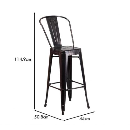 Lily 30" Industrial Style Bar Stool Chair Black Gold - Set of 4 - Modern Metal Bar Height - Image 2