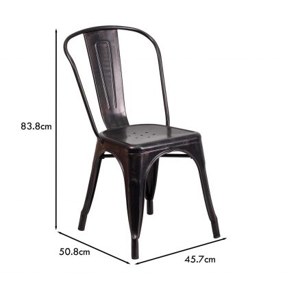 Luke Industrial Style Dining Chair Black Gold - Set of 4 - Modern Galvanised steel - Image 2