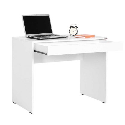 Adore Matt White Laptop Study Desk with Full Width Drawer - Image 3
