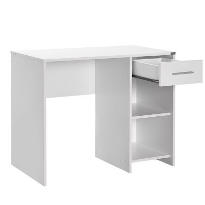 Adore Matt White Study Desk with Drawer & Shelves - Image 2