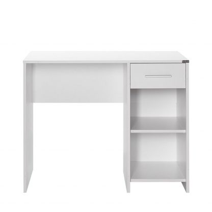 Adore Matt White Study Desk with Drawer & Shelves - Image 8