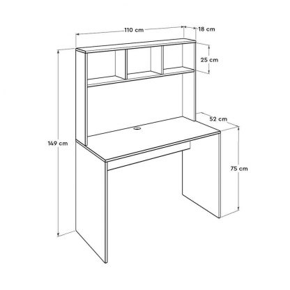 Adore Teen White & Oak Study Desk with Storage Hutch - Image 2