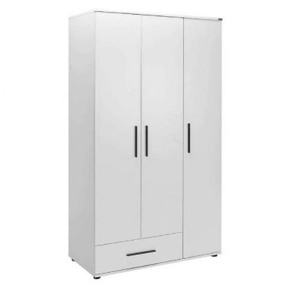 Adore Matt White 3 Door 1 Drawer Combi Wardrobe with Shelves - Image 6