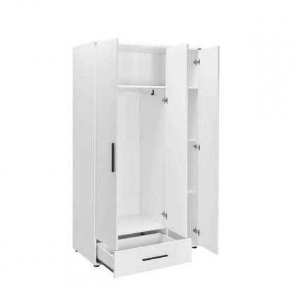 Adore Matt White 3 Door 1 Drawer Combi Wardrobe with Shelves - Image 5