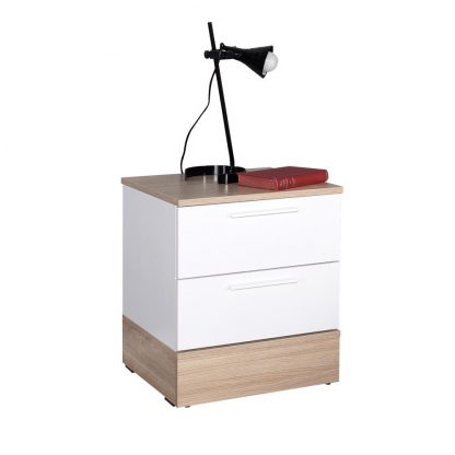 Adore Teen White & Oak 2 Drawer Bedside Table Nightstand - Image 3
