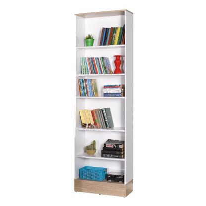 Adore Teen White & Oak 6 Tier Bookcase Shelving Unit - Image 3