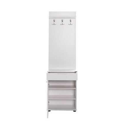 Adore White Hall Stand with Drawer, Hooks & Shoe Cupboard - Entryway Organiser - Image 10