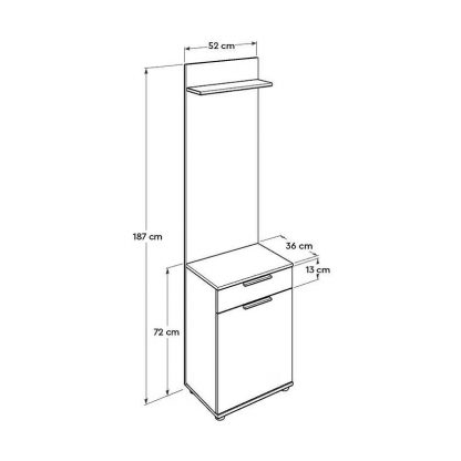 Adore White Hall Stand with Drawer, Hooks & Shoe Cupboard - Entryway Organiser - Image 2