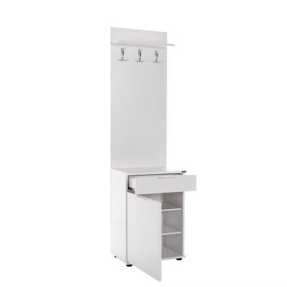 Adore White Hall Stand with Drawer, Hooks & Shoe Cupboard - Entryway Organiser - Image 6
