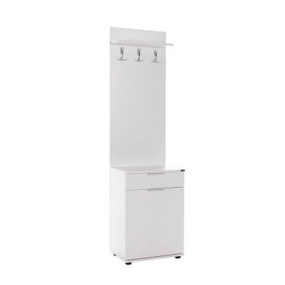 Adore White Hall Stand with Drawer, Hooks & Shoe Cupboard - Entryway Organiser - Image 8