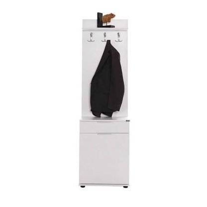 Adore White Hall Stand with Drawer, Hooks & Shoe Cupboard - Entryway Organiser - Image 7