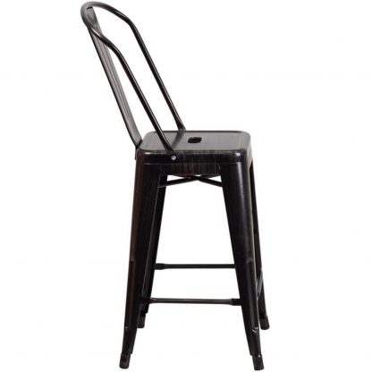 Lily 24" Industrial Style Bar Stool Chair Black Gold - Set of 4 - Modern Metal Counter Height - Image 6