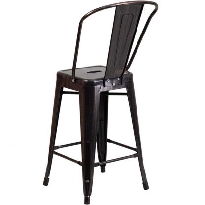 Lily 24" Industrial Style Bar Stool Chair Black Gold - Set of 4 - Modern Metal Counter Height - Image 4
