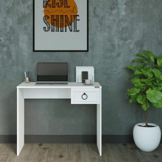 Adore Matt White Laptop Study Desk with 1 Drawer
