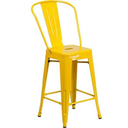 Lily 24" Industrial Style Bar Stool Chair Yellow - Set of 4 - Modern Metal Counter Height - Image 4