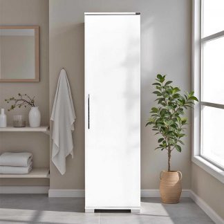 Adore White High Gloss 1 Door Storage Unit with Shelves - Multi-Purpose Cabinet