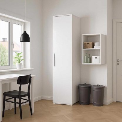 Adore White High Gloss 1 Door Storage Unit with Shelves - Multi-Purpose Cabinet - Image 4