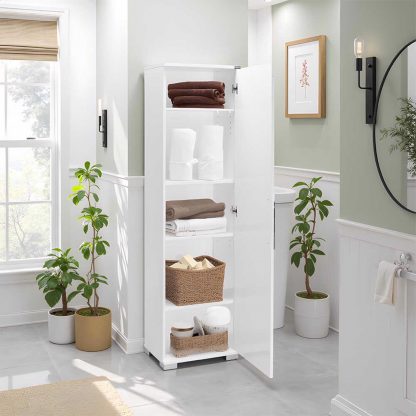 Adore White High Gloss 1 Door Storage Unit with Shelves - Multi-Purpose Cabinet - Image 3