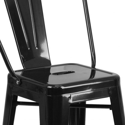 Lily 24" Industrial Style Bar Stool Chair Black - Set of 4 - Modern Metal Counter Height - Image 5