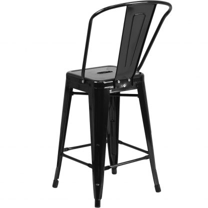 Lily 24" Industrial Style Bar Stool Chair Black - Set of 4 - Modern Metal Counter Height - Image 4