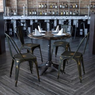 Blake Industrial Style Dining Chair Black with Copper - Set of 4 - Modern Galvanised steel