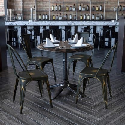 Blake Industrial Style Dining Chair Black with Copper - Set of 4 - Modern Galvanised steel