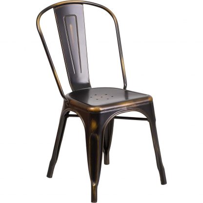 Blake Industrial Style Dining Chair Black with Copper - Set of 4 - Modern Galvanised steel - Image 5