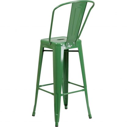 Lily 30" Industrial Style Bar Stool Chair Green - Set of 4 - Modern Metal Bar Height - Image 4