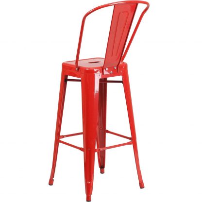 Lily 30" Industrial Style Bar Stool Chair Red - Set of 4 - Modern Metal Bar Height - Image 4