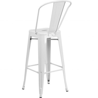 Lily 30" Industrial Style Bar Stool Chair White - Set of 4 - Modern Metal Bar Height - Image 4