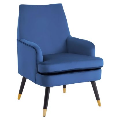 Loretta Accent Chair Midnight Blue Velvet Padded Armchair - Image 5