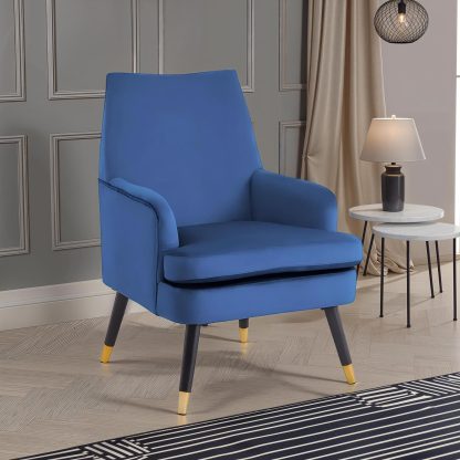 Loretta Accent Chair Midnight Blue Velvet Padded Armchair - Image 3