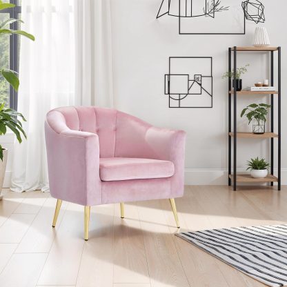 Loretta Tub Chair Dusty Pink Velvet Armchair - Image 3