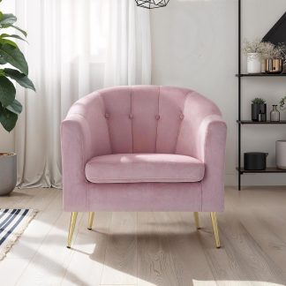 Loretta Tub Chair Dusty Pink Velvet Armchair