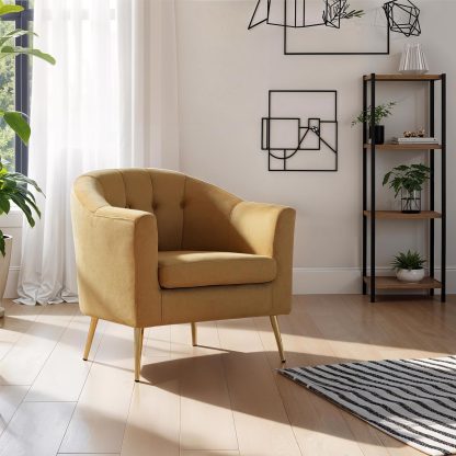 Loretta Tub Chair Mustard Velvet Armchair - Image 3