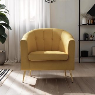 Loretta Tub Chair Mustard Velvet Armchair