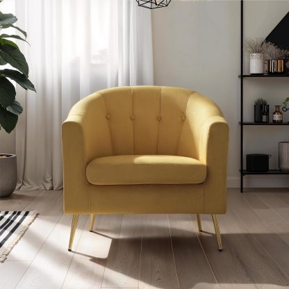 Loretta Tub Chair Mustard Velvet Armchair