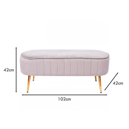 Loretta Mink Velvet Cushioned Bench Seat - Image 2