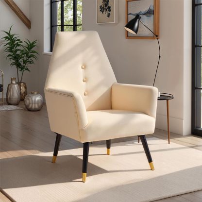 Loretta Accent Chair Stone Velvet Button Detail Armchair - Image 3